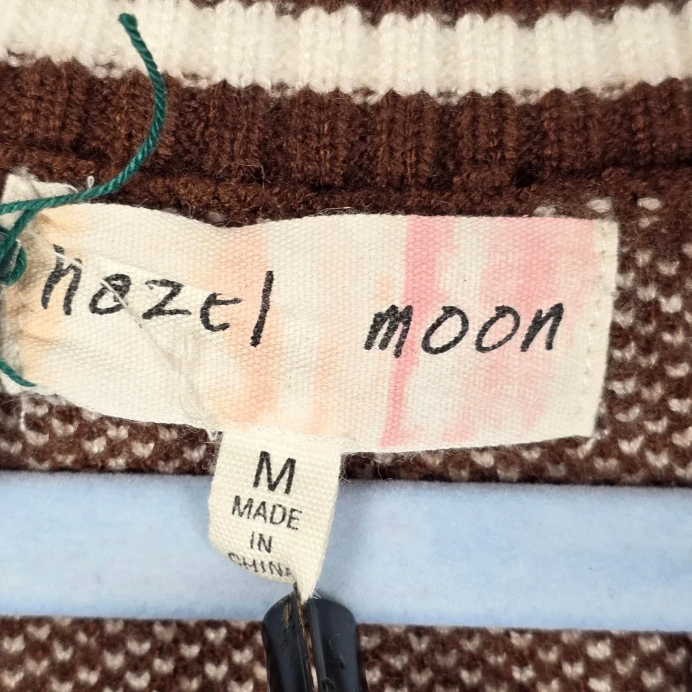 Hazel Moon Girls Knit‎ Sweater Crop Vest M Brown Flower Kids Trendy Autumn Fall